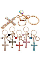 Cross Pendant Bling Rhinestone Metal Key Chain