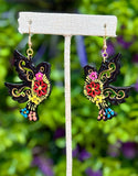Golondrina Wooden Hand Painted Earrings - Cielito Lindo