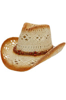 Beaded Crochet Crushable Straw Cowboy Hat