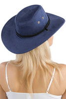 Classic Faux Nubuck Suede Poly Fabric Western Cowboy Hat