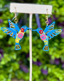 Hand Painted Wooden Hummingbird Earrings - Cielito Lindo