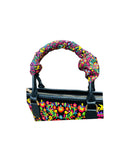 Jalapa Black Handbag with Multicolor Embroidery