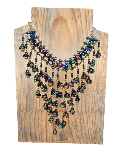 Jarritos Black Multicolor Waterfall Necklace