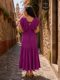 Magdalena Loomed Maxi Dress Magenta