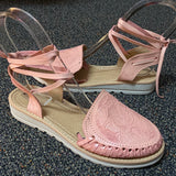 Lace-Up Sandals Pale Pink