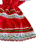 Girls Mexican Red Tricolor Dress