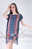 Handmade Loom Huipil Dress Black Blue