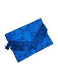 Mexican Embroidered Floral Clutch Bag Blue - Cielito Lindo