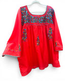 San Antonino Mexican Blouse 3/4 Sleeve Lavender Red