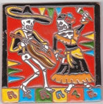 Decorative Tile Dancing Skeletons With Guitar