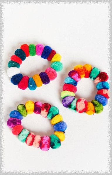 Pom-Pom Hair Tie Scrunchies Wholesale Colorful Pony