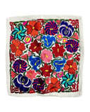 Mexican Ivory Floral Embroidered Pillow Cover