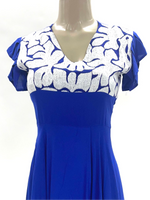 Mitla Oaxaca Dress Royal Blue & White