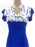 Mitla Oaxaca Dress Royal Blue & White