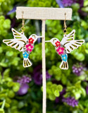 Hand Painted Wooden Hummingbird Earrings - Cielito Lindo