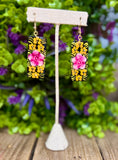 Hand Painted Wooden Floral Earrings - Cielito Lindo