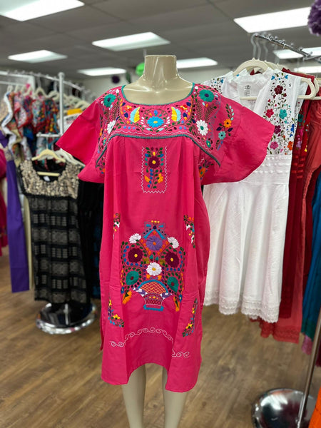 Puebla Plus Size Dress Hot Pink