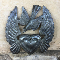 Peace Dove Heart Metal Art Wall Decor 5" x 5.25"