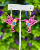 Hand Painted Wooden Hummingbird Earrings - Cielito Lindo