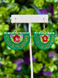 Hand Painted Wooden Fan Earrings - Cielito Lindo