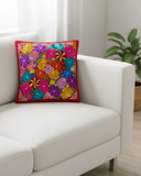 Mexican Red Floral Embroidered Pillow Cover