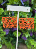 Sugar Skull Papel Picado Wooden Earrings - Cielito Lindo
