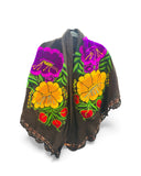 Mexican Floral Brown Shawl