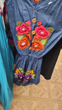 Mexican Embroidered Denim Romper - Cielito Lindo