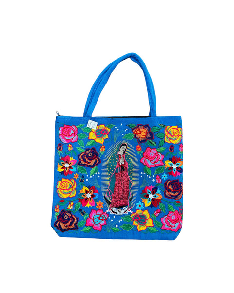 Lady Of Guadalupe Teal Tote Bag