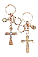 Cross Pendant Bling Rhinestone Metal Key Chain