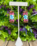 Hand Painted Wooden Floral Earrings - Cielito Lindo