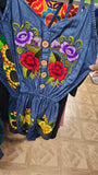Mexican Embroidered Denim Romper - Cielito Lindo