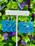 Sugar Skull Papel Picado Wooden Earrings - Cielito Lindo