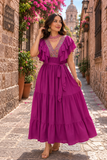 Magdalena Loomed Maxi Dress Magenta