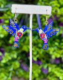 Hand Painted Wooden Hummingbird Earrings - Cielito Lindo