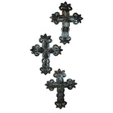 Set of 3 Crosses Metal Art Wall Decor 6.5" x 5"