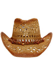 Beaded Crochet Crushable Straw Cowboy Hat