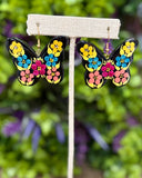 Hand Painted Wooden Butterfly Earrings - Cielito Lindo