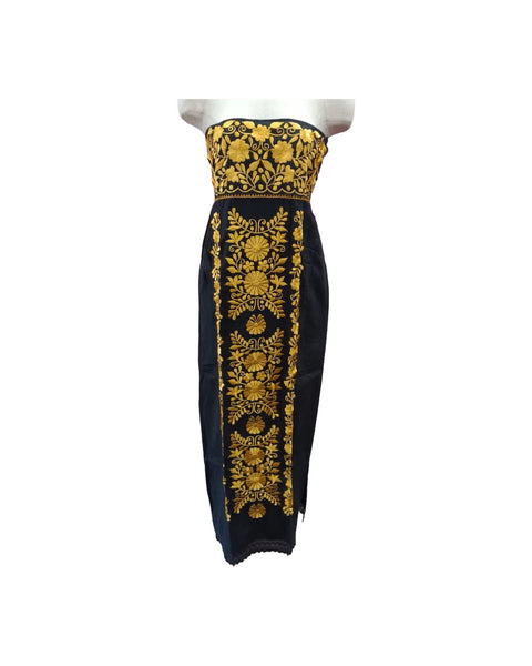 Sara Mexican Strapless Dress Black and Gold Cielito Lindo Sara Mexican Strapless Dress Black and Gold Cielito Lindo