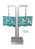 "Florecita" Skull, Papel Picado style earrings - Cielito Lindo