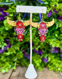 Hand Painted Wooden Longhorn Earrings - Cielito Lindo