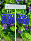 Sugar Skull Papel Picado Wooden Earrings - Cielito Lindo