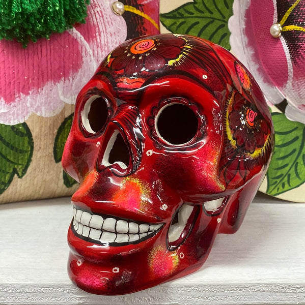 Hand Painted Skull Red
