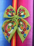 Floral Embroidered Hair Bows - Cielito Lindo