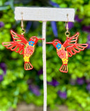 Hand Painted Wooden Hummingbird Earrings - Cielito Lindo