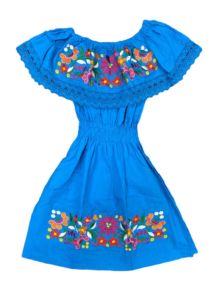 Mexican Girl Florecitas Dress Turquoise
