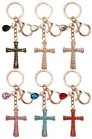 Cross Pendant Bling Rhinestone Metal Key Chain