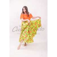 Mexican Folklorico Green Floral Skirt