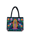 Lady Of Guadalupe Black Tote Bag