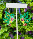 Golondrina Wooden Hand Painted Earrings - Cielito Lindo